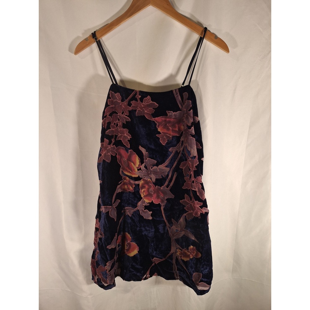 Cotton Candy LA Navy Blue Velvet Burnout Floral Camisole Tank Top Womens Medium